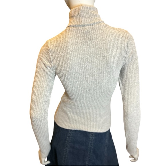 Lulus Gray Ribbed Long Sleeve Turtleneck Top Small - Picture 5 of 8